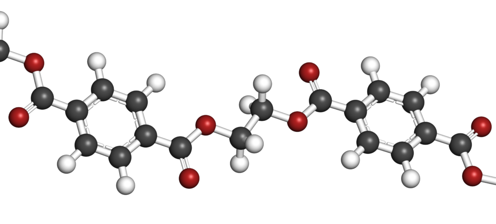 Model of molecular structure of polyester fibers