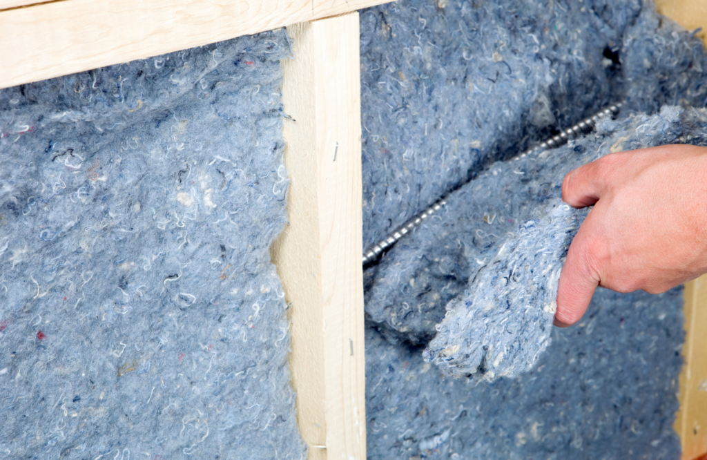 Builders now use recycled denim insulation in place of fiberglass. This results in higher efficiency, lower energy bills, and better indoor air quality.